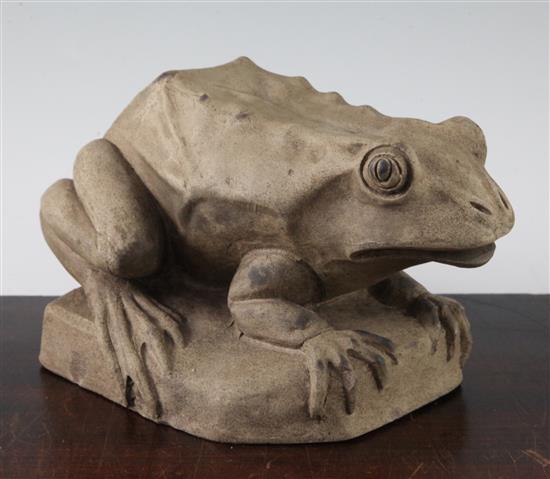 A Royal Doulton stoneware frog fountain-head, early 20th century, length 23.5cm